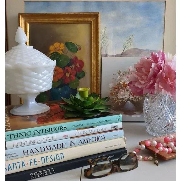 Vintage Milk Glass Pedestal Covered Candy Dish Basket Weave Design 10" Tall Coll - Picture 9 of 9